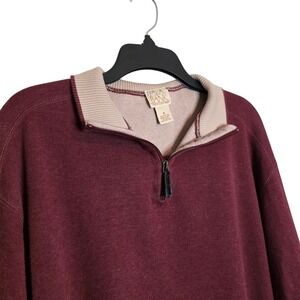 Jos A Bank Mens‎ 1/4 Zip Pullover Burgundy Mock Neck Sweatshirt